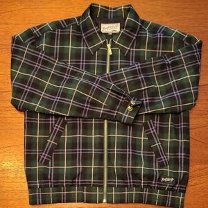 Stylish Green Plaid Bomber Jacket